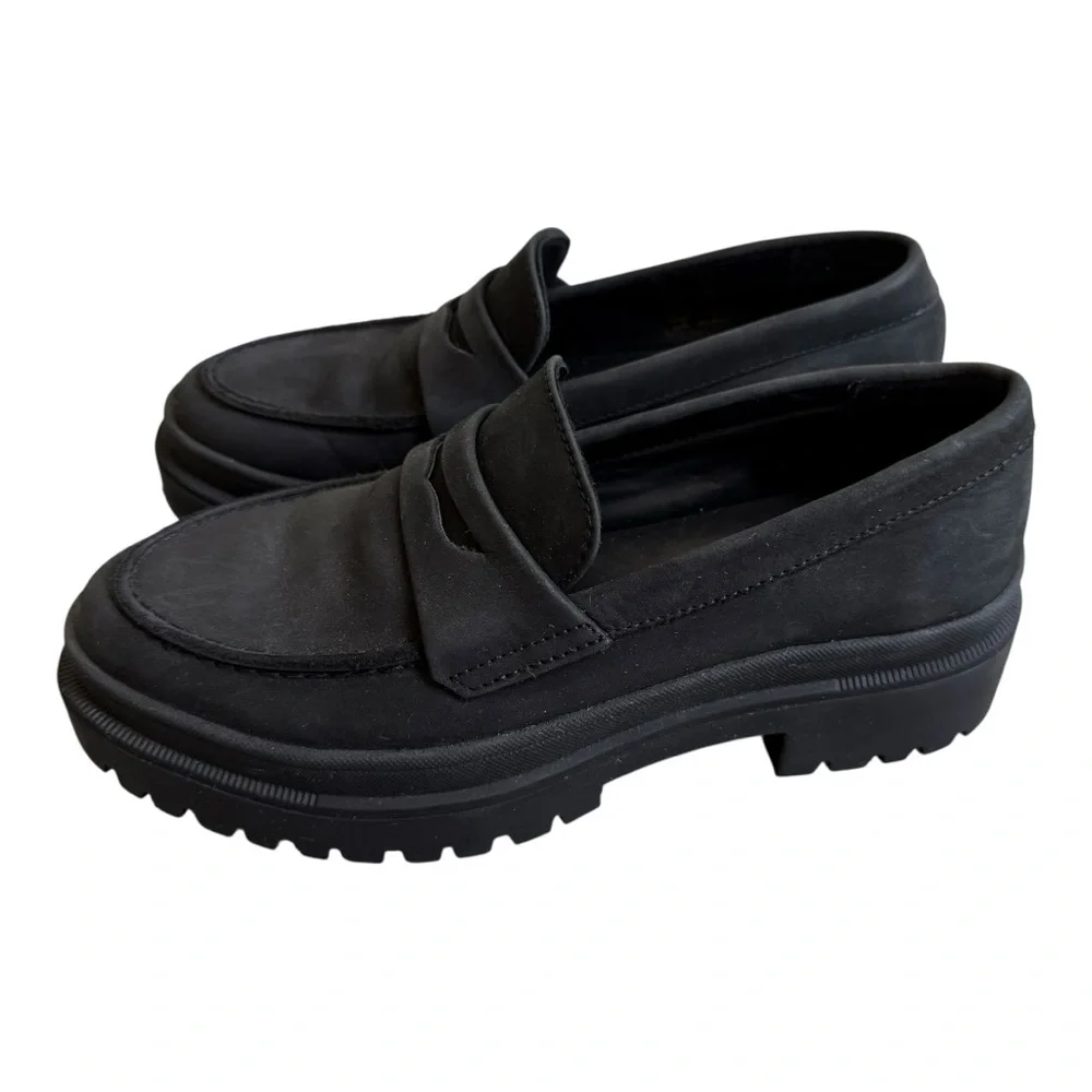 Portland Leather Goods Patina Shadow Black Zoe Chunky Loafers Size 6.5 - Picture 10 of 15